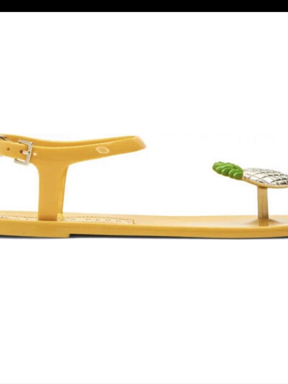 Katy Perry Collections Yellow Pineapple Toe-Ring Flat Sandals with Green Accent